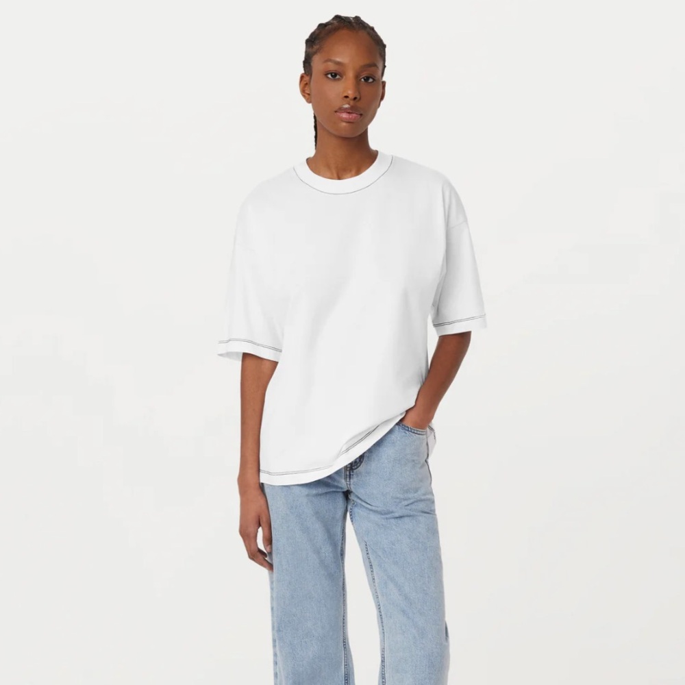 NWT Frank & Oak Contrast Stitch Loose T-Shirt in White
